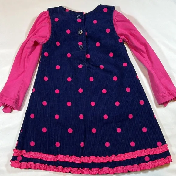 🎀Nannette Girls Navy and Pink Corduroy Dress Size 24m - Picture 7 of 8